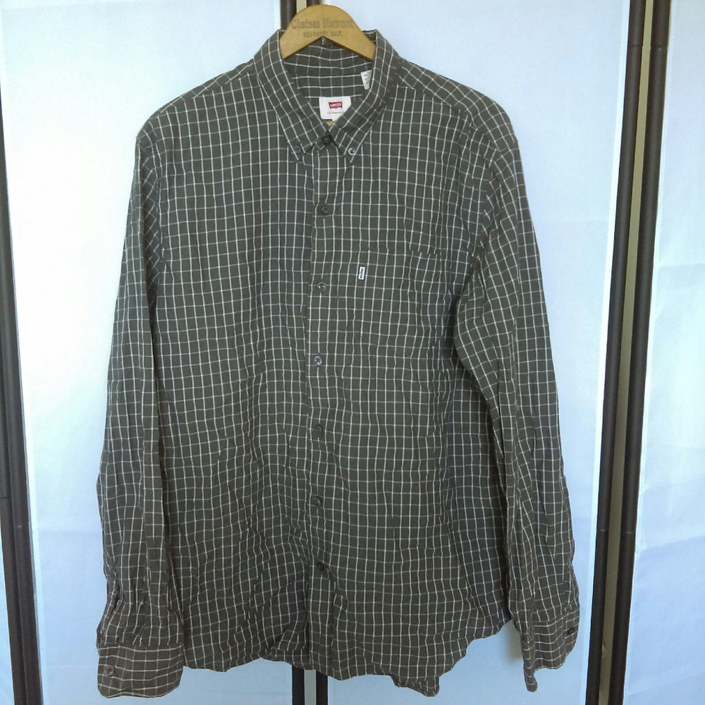 Mens Levi's Striped LS Gray/White
